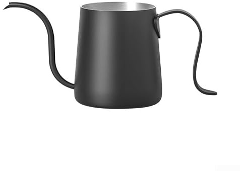 Pour-Over 304 - Cafetera de acero inoxidable 304, 250 ml, con cuello de cisne largo, ergonómico, compacta, para café de filtro, para barista, Buero, camping, servicio único (negro)