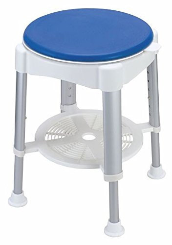 Pflegehome24® Duschhocker Duschstuhl Hocker mit gepolstertem Drehsitz weiß/blau