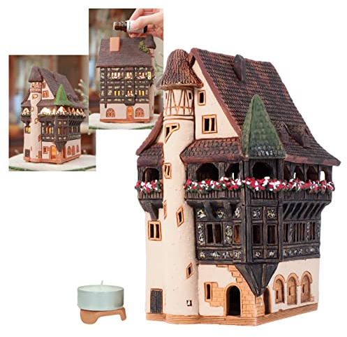Midene Aroma Lichthaus Keramik, Lichthäuser, Teelichthaus, Handarbeit, Künstlerisches Miniatur, Historisches Pfisterhaus in Colmar, Elsass, B245AR
