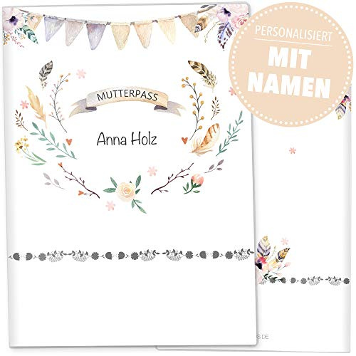 OLGS Mutterpasshülle 3-teilig personalisiert Boho Freunde | Baby Schwangerschaft Geschenkidee Schutzhülle für den Mutterpass | Für werdende Mütter (Mutterpass personalisiert, ohne Motiv)