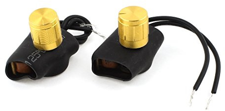 Aexit 2Pcs Black 2-Wires Gold Tone Rotary Knob Dimmer Switch AC220V 1-3A (1ac9f15b99299c81312a9f5f44f03522)