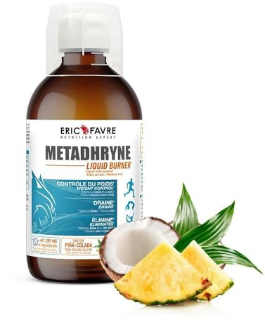 LIQUIDE BURNER, DRAINEUR 3 en 1 - Brûle Graisse, Contrôle du Poids, Destocke, Brûle les Graisses, Draine, Elimine - Flacon de 500ml - Saveur Pina Colada - Eric Favre