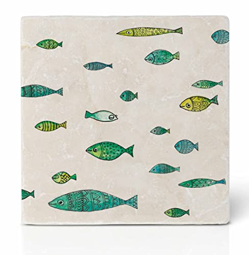 Ligarti® Natursteinfliese (100% Marmor) Als hochwertiger Untersetzer für Getränke, Töpfe oder als Wandbild | Design Fliese mit Vlies in 10x10cm |