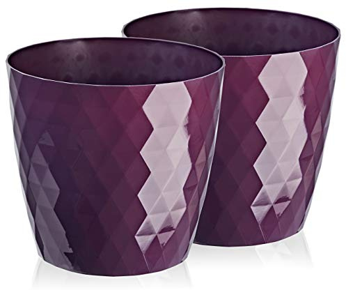 Tymar Blumentopf, 2er-Pack, glänzender, Leichter, dekorativer Pflanzentopf aus Kunststoff, Moderne, Runde Form, für Innenräume,Pflanzkübel (25 cm, Lila) | glänzender, leichter, aus Kunststoff, moderne, Runde Form, für Innenräume, wetterfeste & robuste