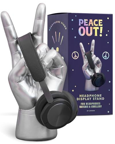 Luckies of London | Kopfhörerständer | Frieden Aus Headset-Ständer & Kopfhörerhalter | Kabelmanagement-Schreibtisch-Organizer Oder Handförmiger Schmuck-Organizer | Silbernes Schreibtischzubehör