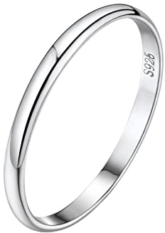 Bandmax 925 Silber Ring Verlobungsring Damen Ring Herren Eheringe Silber Ring mit Gravur Trauring Partner Ringe Silberschmuck für Hochzeit Größe 47MM-67MM