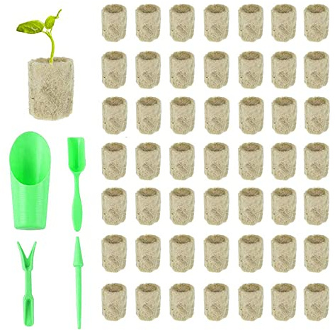 YANRU 50 pcs,Steinwolle Plugs,Rockwool Cube,Hydroponischen Block-GemüSe,Steinwollpad FüR Den Pflanzenanbau,Mit 4 StüCk SäMlings-Pflanzwerkzeugen,Anbau Von SäMlingen,Blumen,Pflanzen,Garten (50)
