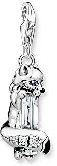 THOMAS SABO Charm-Anhänger Fuchs silber 925 Sterlingsilber, Geschwärzt, Kaltemail