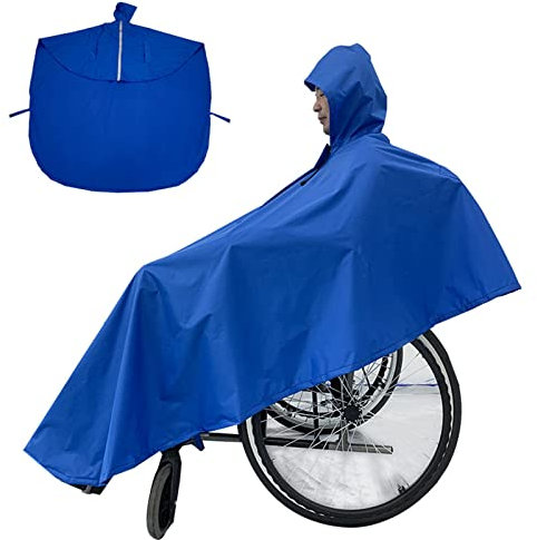 GAVALE Wasserdichter Regenponcho Für Rollstuhlfahrer, Der Poncho Für Den Rollstuhl Mit Kapuze, Universalgröße Rollstuhl Regenponcho Für Rollstühle, Mobilität Und Elektroroller,Blau