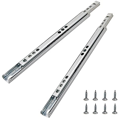 Suiwotin Guide scorrevoli per cassetti in metallo, 40 cm, guide per cassetti piccoli, con cuscinetti a sfera, bidirezionali, confezione da 12 (1,8 cm di larghezza)