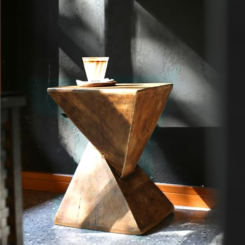 FATIVO Concrete Art Side Table Lightweight: Modern Accent Table 30.5x30.5x46cm Brown Bedside Sofa Sides Tables Sitting Chair End Table for Living Room Indoors Outdoors | Garden Side Table 30.5 x 30.5 x 46 cm,Accent Tables for Patio, Living Room, Indoor Balcony, Hallway, Bedside & Plant Stand