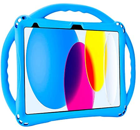 TopEsct Kids Case for iPad (A16) 11th Gen 11 2025, iPad 10th Gen 10.9 2022, Built in Kickstand, Silicone Shockproof Cover Comes with Strap (Blue)