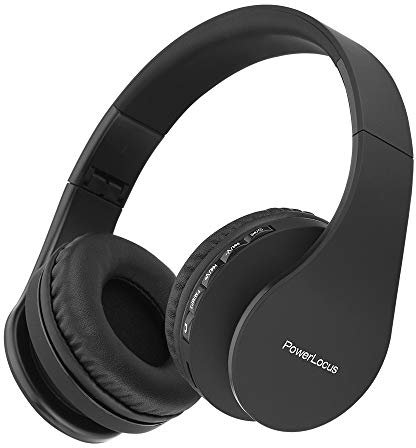 PowerLocus Bluetooth Headphones Over Ear, Foldable Wireless Headphones, Hi-Fi Stereo Headphone with Deep Bass, Micro SD/TF, FM Radio & Wired mode, Built-in Microphones, Soft Earmuffs for Phone/PC
