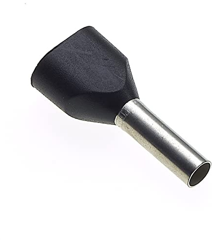 Ghiera Isolata A Doppia Entrata, 8 Mm X 1,5 Mm, Confezione Da 100 - Doppio Bootlace, Pin Del Connettore A Crimpare In Rame Per Fili, Connettori Terminali Per Cavi, Connettori A Ghiera In Nylon Nero