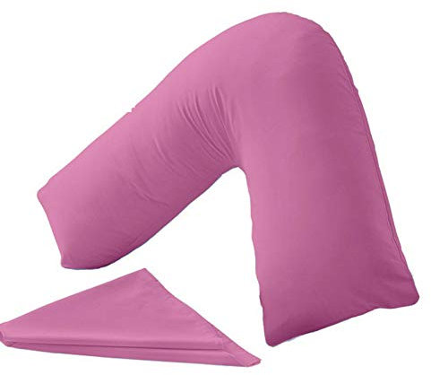 Buzzbuy V shaped pillowcase cover, 100% Poly-cotton Back & Neck Support Orthopaedic Pregnancy/Nursing V Pillowcase cover only (FUCHSIA)