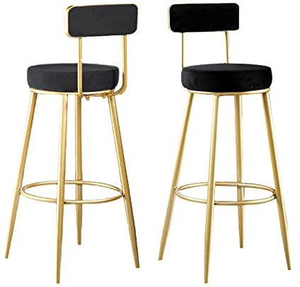 Counter Höhe Barhocker Satz von 2 Samt Küche Hocker gepolstert Esszimmerstuhl Hocker Höhe mit goldenen Fußstütze für Kücheninsel Coffee Shop