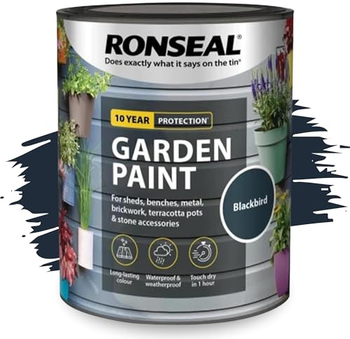 SAVING HUB Fence Paint Garden Shed Paint 750ml - Exterior Wood Paints Tin Waterproof, Weatherproof Paints - For Benches, Metal, Brickwork, Terracotta Pots, Stones Tin (Black Bird)