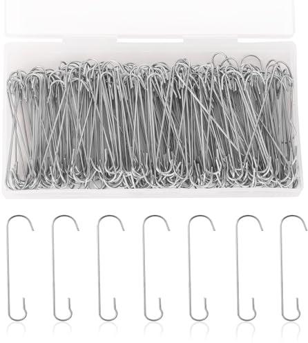 SAVITA 200 Stück Weihnachtsschmuck Haken, 6 x 1,3cm C-Förmige Weihnachtsbaumschmuck Haken mit Aufbewahrungsbox Biegbare Metallhaken für Weihnachtsdekoration (Silber)