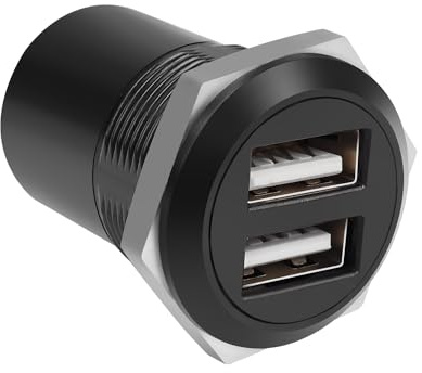 QIANRENON Dual USB 2.0 - Conector redondo fijo (2 puertos USB 2.0 a 2 hembras, adaptador de montaje de panel doble USB 2.0, hembra integrada, para transferencia de datos/carga externa
