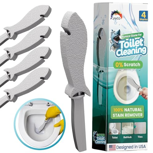 Pumice Stone for Cleaning with Handle (4 Pack) – Scrubbing Stone for Porcelain, Ceramic and Tile, Pumiceshark for Toilet Cleaning (4, Value Pack)