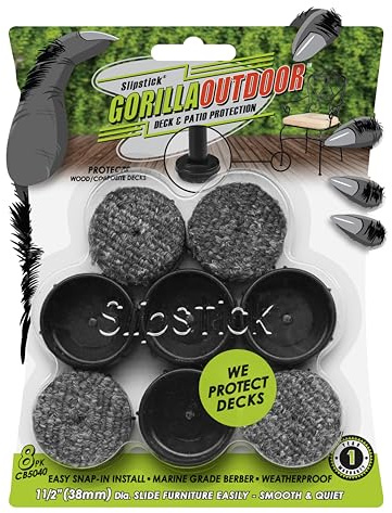 Gorilla 8 Pack 1.5 inch Patio Furniture Feet Sliders, Outdoor Indoor Metal Furniture Leg Sliders, Weather Resistant