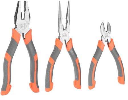 sourcing map 3Pcs Pliers Set with 8 Linesman Pliers, 8 Needle Nose Pliers, 6 Diagonal Cutting Pliers with Wire Stripper/Crimper/Cutter Function