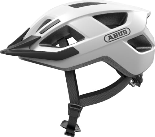 ABUS Aduro 3.0 LED cykelhjälm - sportig cityhjälm i snygg design för vardagscykling och sportiga turer - med bakljus - för dam och herr - storlek S, vit