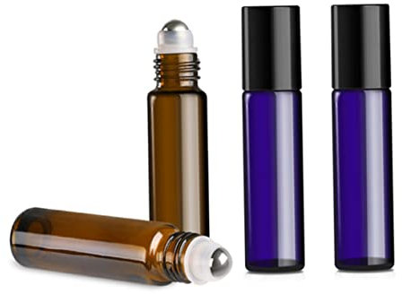 Beatifufu 24piezas Botellas De Vidrio Rodillo Set De Recargables Para Aceites Esenciales Perfumes y Color Azul
