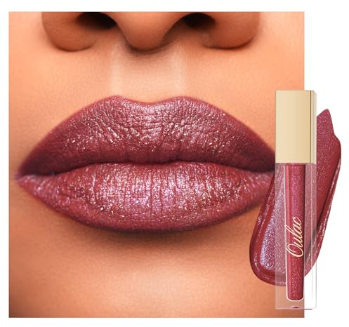 Oulac Red Brown Matte Lipstick for Women, Glitter Liquid Lip Stick with Sequin, Long Lasting Lip Stain, High Impact Lipcolor, Waterproof Lightweight Soft, Vegan & Cruelty-Free MS07