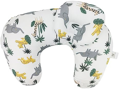 Stillkissen für Stillen Baby, Multifunktionales Stillkissen mit Kissenbezug U-Form 100% Baumwolle, Waschbar Mutterschaftskissen für Flaschenstillen, Säuglingsunterstützung (Elefant Tiger)