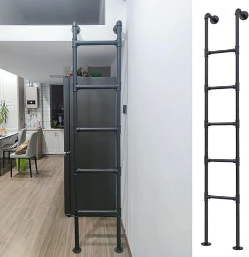 Schmiedeeisernes Hochbett mit Il und Treppenhaus, kleines Schlafzimmer-Etagenbett für Bibliothek/Wohnmobil/Boot/Dock/Schrank, 99,8 cm, inklusive Schrauben, platzsparendes Design