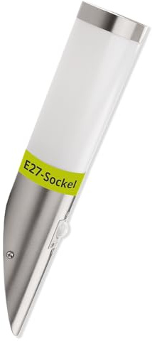 INNOVATE LED Außenlampe mit Bewegungsmelder IP44 | Wandlampe Outdoor | LED Gartenbeleuchtung außen | Außenleuchte wand mit Bewegungsmelder | Außenwandleuchten inkl. E27 Leuchtmittel 40CM Edelstahl