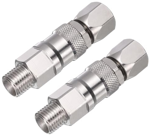 sourcing map 1/4 Sprayer Joint, 360 Degrees Rotate Stainless Steel Swivel Joint for Paint Spray Gun Hose Airless Sprayers,2 PCS