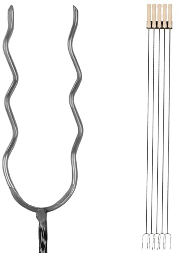 KOTARBAU® 5 Pack Grillspett - Stål - 130 cm - med Trähandtag - med Hängare - Långa Grillspett - Spett - Robust Konstruktion