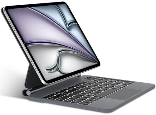 SENGBIRCH Magic Keyboard - Funda para iPad Air de 11 pulgadas M3 2025/M2 2024, diseño del Reino Unido, teclado Bluetooth retroiluminado, 7 colores, funda de diseño magnético flotante para iPad Pro de