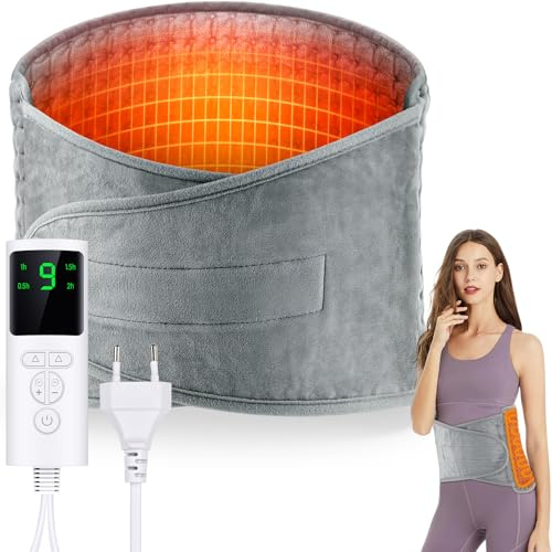 Naxup 125x30cm Termoforo Elettrico, Termoforo Lombare, Fascia Lombare Riscaldante, 9 Livelli Di Riscaldamento, 4 Impostazioni Di Temporizzazione, Lavabile, per Schiena, Collo, Spalle, Addome