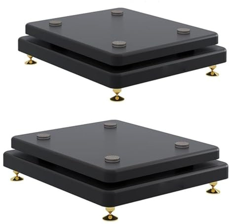 Supports d'enceintes à double couche - 2 pieds d'isolation pour caisson de basses avec clous en cuivre fixes, 25 x 30 x 8 cm, parfaits pour les enceintes standard, améliorent la qualité sono