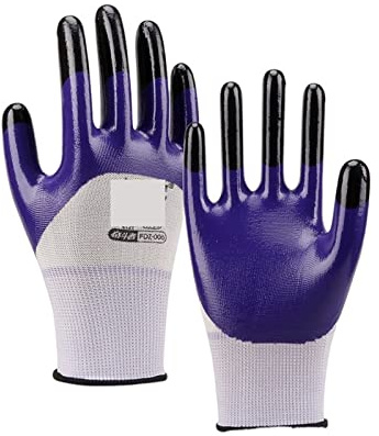 Guantes Anticortes, Fortalecer los Guantes de Trabajo de nitrilo for los Dedos Guante Industrial de poliéster Suave Guantes de Seguridad for la construcción Guantes de jardinería(3 Pairs-m)