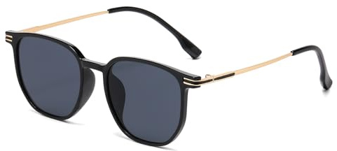 LJCZKA Retro Quadratischer Sonnenbrille für Damen Herren Luxus Quadratisch Sonnenbrille Klassisch Vintage Eckig Metall Rahmen Mode UV400 Schutz