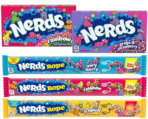 Amerikanischer Süßigkeiten Mix – 5er Set (360 g) US Candy Box – Theater Box Candy & Ropes in Rainbow, Very Berry & Tropical – Amerikanische Süßigkeiten Auswahl