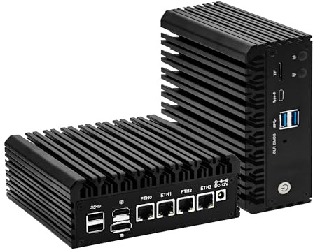 CWWK Mini PC Firewall, 4 x 2.5GbE LAN, N5105 CPU, Fanless Mini Computer, OPNsense Micro Appliance Hardware, Barebone NO RAM or SSD, 2 x M.2, USB-C, SATA, TF, HD, DP, AES-NI