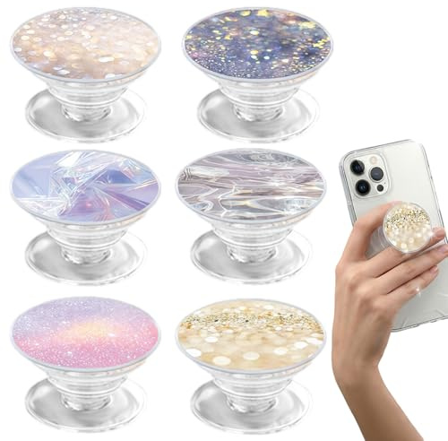VEOIRXU 6 Pièces Premium Poignées de Téléphone Multifonctionnel 360 ° Rotation Extensible Base et Poignée Pliable Portable Anneau Poignées Pour Smartphones et Tablettes (6 Styles B)