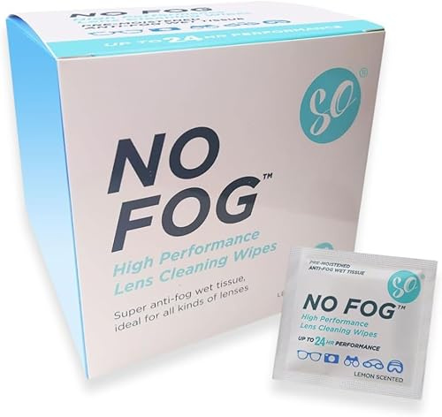 SO No Fog Lens Wipes for Glasses - 100 Pack of High-Performance Spectacle Wipes - Anti Fog Glasses Cleaner, Individually Wrapped and Suitable for All Lenses