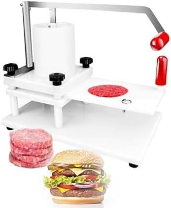 Burger Press Manual Machine, 1.5kg Large Hopper, Desktop Fixed Anti-Skid Design, Ideal for Commercial Burger Shops and BBQ Grills