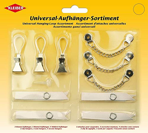 Kleiber 70096 Universal-Aufhänger-Sortiment verschieden, Weiß/Silber, 18 x 20 x 1,5 cm