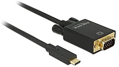 DeLOCK 85262 adaptador de cable de vídeo 2 m USB C VGA (D-Sub) Negro - Adaptadores de cable de vídeo (2 m, USB C, VGA (D-Sub), Macho, Macho, Oro)