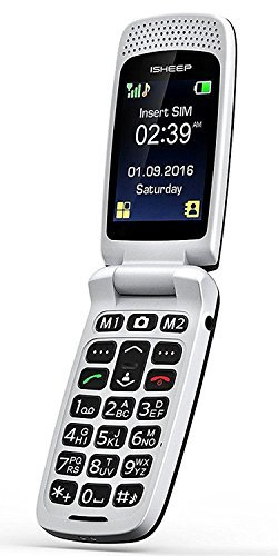 ISHEEP SF213 Big Button Mobile Phone for Elderly, Senior Flip Phones Sim Free Unlocked Easy to Use Basic Cell Phones. quad-band GSM, SOS, Charging Dock, Torch, 2.4 LCD Display, Black