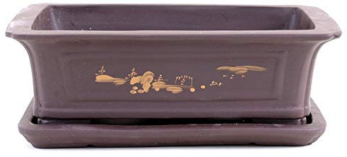 Bonsai - Schale + Untersetzer mit Motiv, 35 x 25 x 11 cm eckig 41075