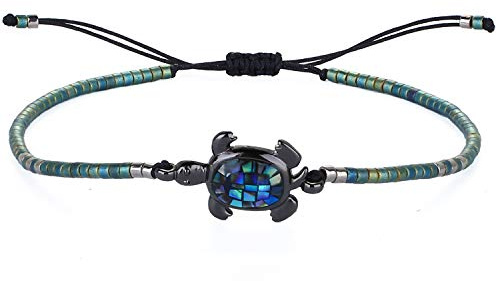 KELITCH Damen Abalone Muschel Armbänder 925 Silber Schildkröte Charm Armbänder Freundschaftsarmbänder Verstellbare