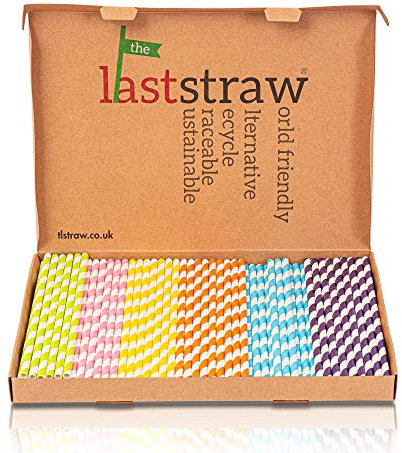 the Last Straw® - 100% Biodegradable Paper Drinking Straws (150 Pack)(Rainbow)